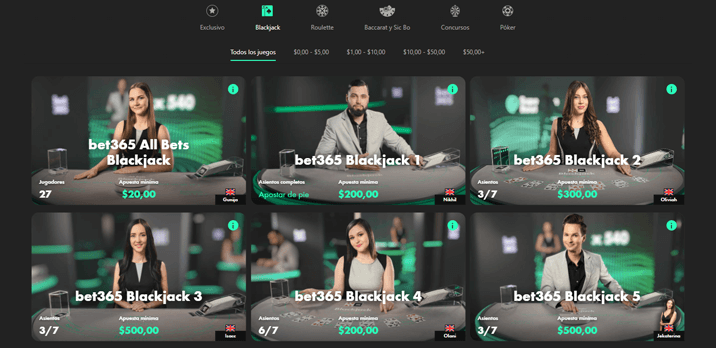 bet365 blackjack en vivo